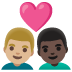 👨🏼‍❤️‍👨🏿 couple with heart: man, man, medium-light skin tone, dark skin tone display on Google